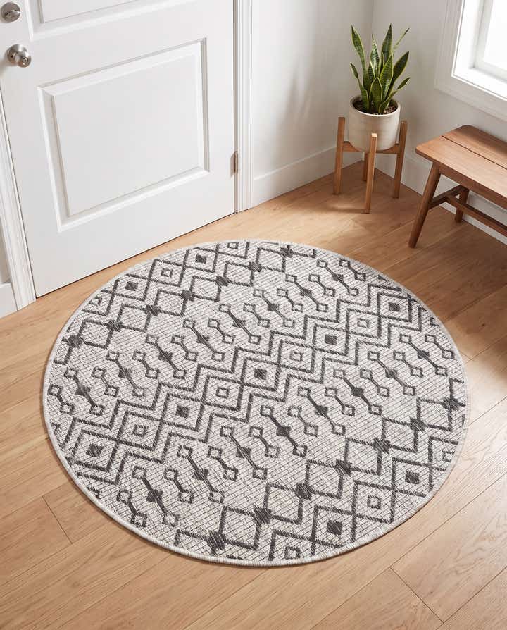 3' x 3' Easy-Clean Lattice Indoor / Outdoor Round Rug