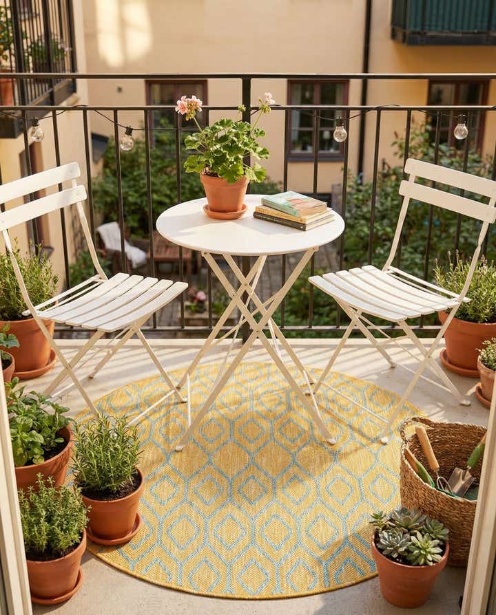 3' x 3' Easy-Clean Jill Zarin Turks and Caicos Indoor / Outdoor Round Rug