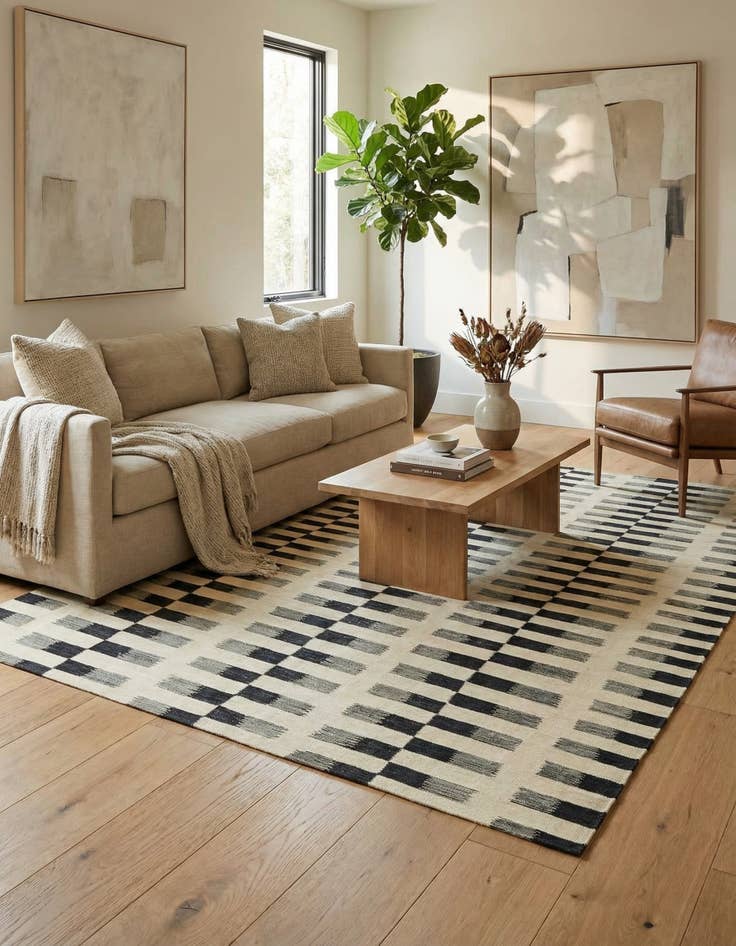 Detail image of 6' 2 x 7' 10  Hand Woven Kilim Modern Wool Rug