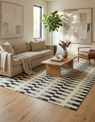 6' 2 x 7' 10 Hand Woven Kilim Modern Wool Rug