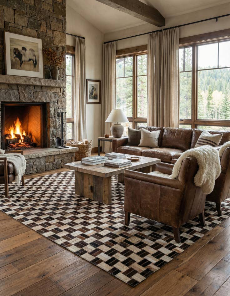 Detail image of 4' 11 x 7' 10 Cowhide - Patchwork Rug