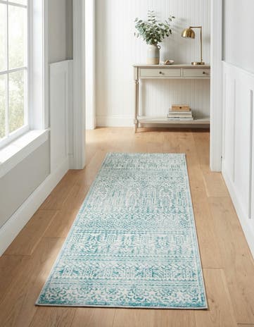 Teal Uptown Cloisters Runner Rug