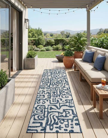 2' 7 x 12' Easy-Clean Modern Indoor / Outdoor Runner Rug