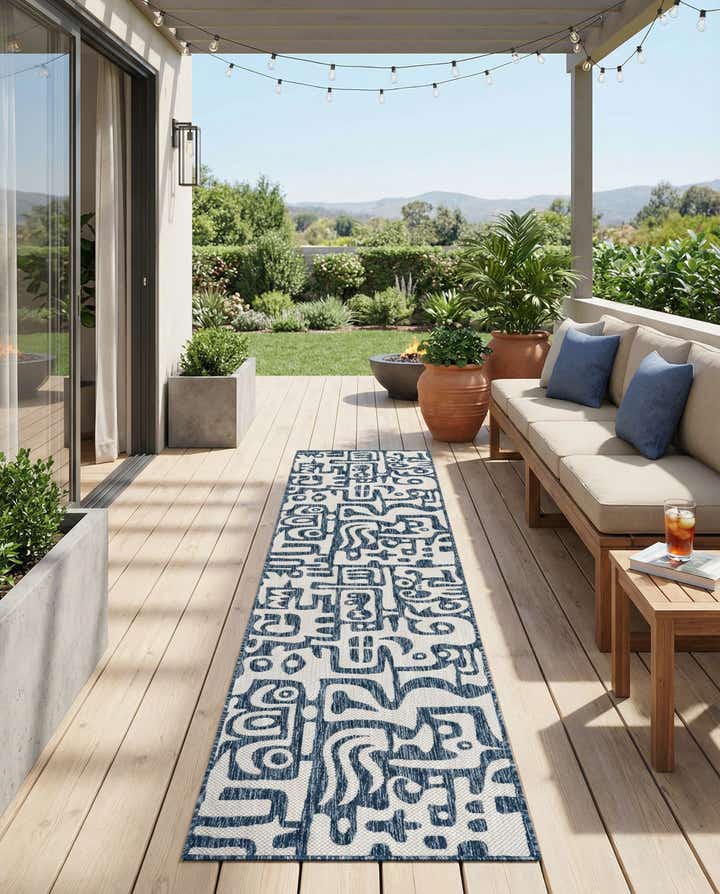 2' 7 x 12' Easy-Clean Modern Indoor / Outdoor Runner Rug