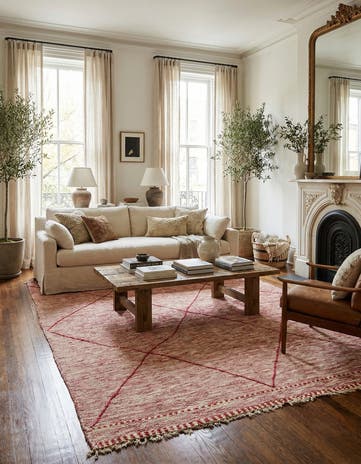 6' 9 x 9' 8 Hand Knotted Moroccan Wool Rug