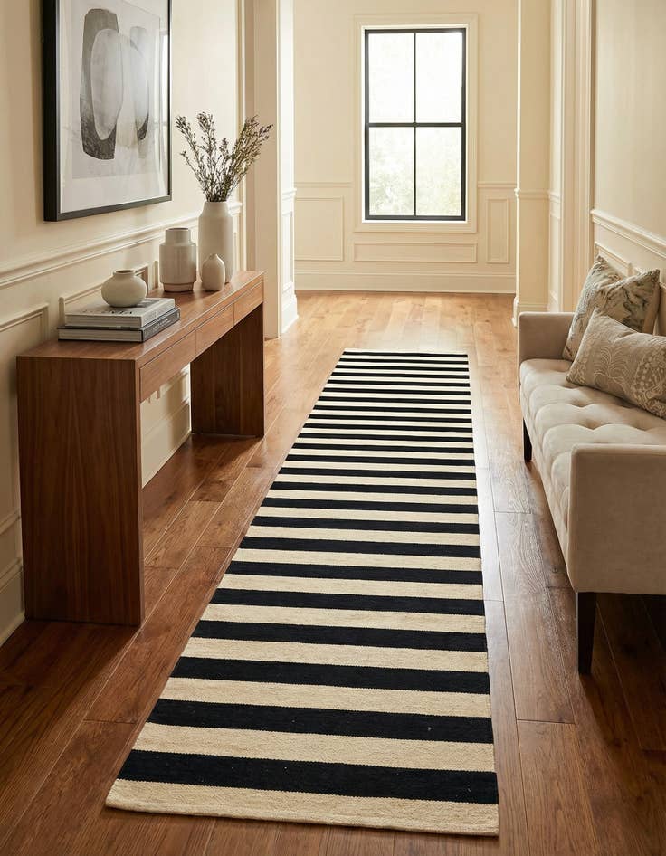 Detail image of 1' 8 x 14' 6  Hand Woven Kilim Modern Wool Runner Rug