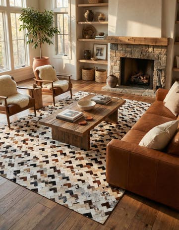 7' 11 x 9' 11 Cowhide Stocks Rug