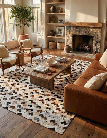 7' 11 x 9' 11 Cowhide Stocks Rug