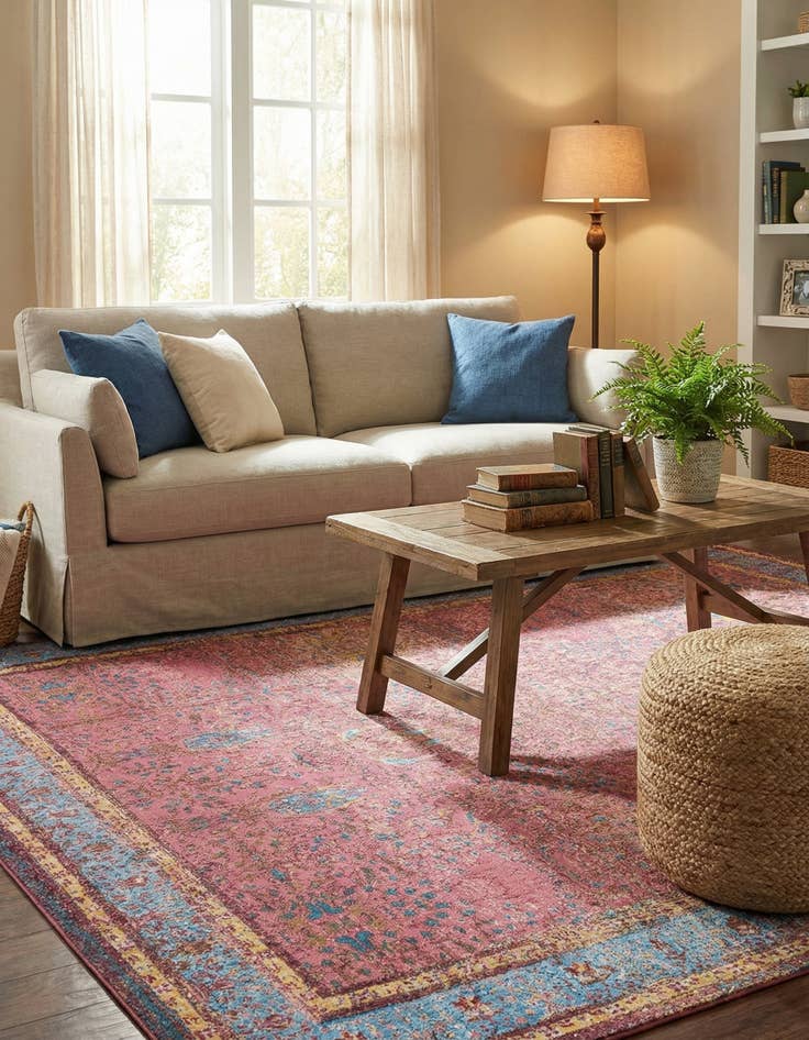 Detail image of  9' x 12'  Washable Traditional Indoor / Outdoor Rug