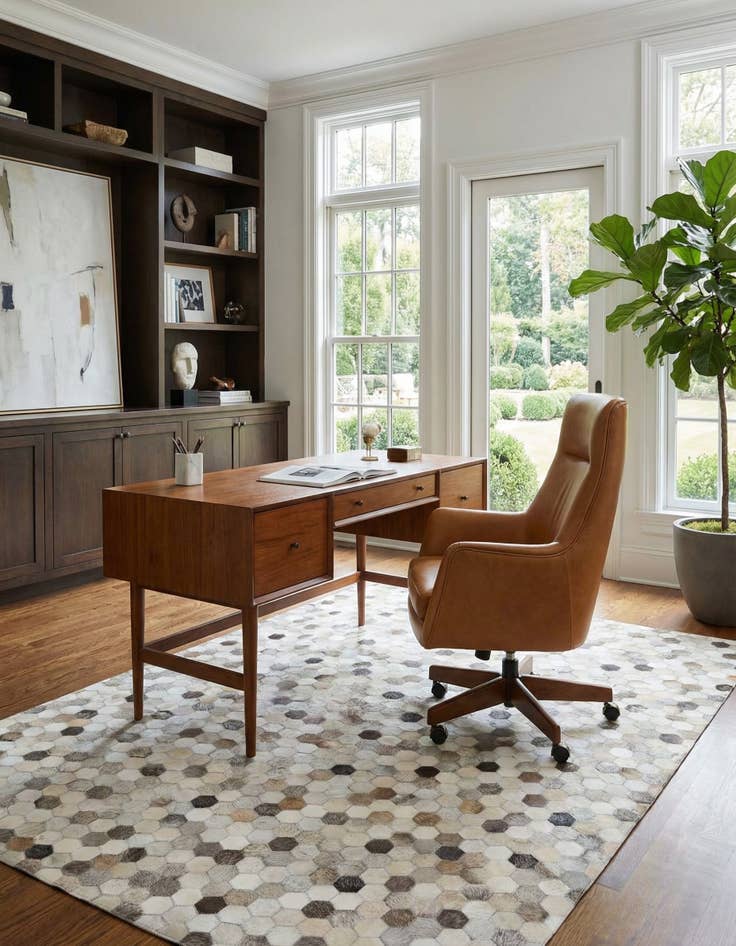 Detail image of 4' 8 x 6' 7 Cowhide Stocks Rug