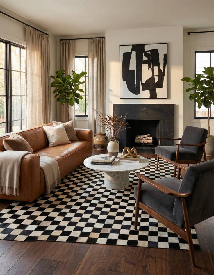 Detail image of 5' x 8' Cowhide Leather Rug