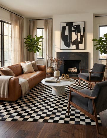 5' x 8' Cowhide Leather Rug