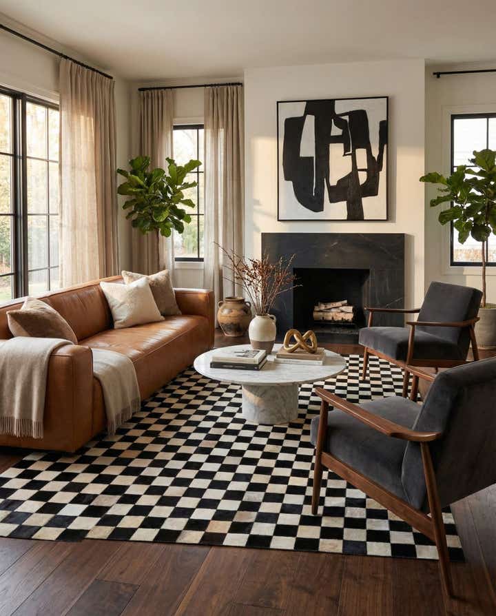 5' x 8' Cowhide Leather Rug