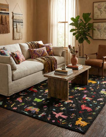 6' 7 x 9' 3 Hand Woven Kilim Suzani Wool Rug