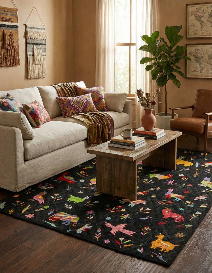 Detail image of 6' 7 x 9' 3  Hand Woven Kilim Suzani Wool Rug