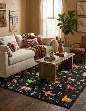 6' 7 x 9' 3 Hand Woven Kilim Suzani Wool Rug