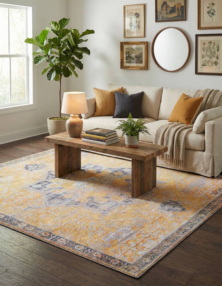 Detail image of 5' 3 x 5' 3 Washable Renaissance Square Rug