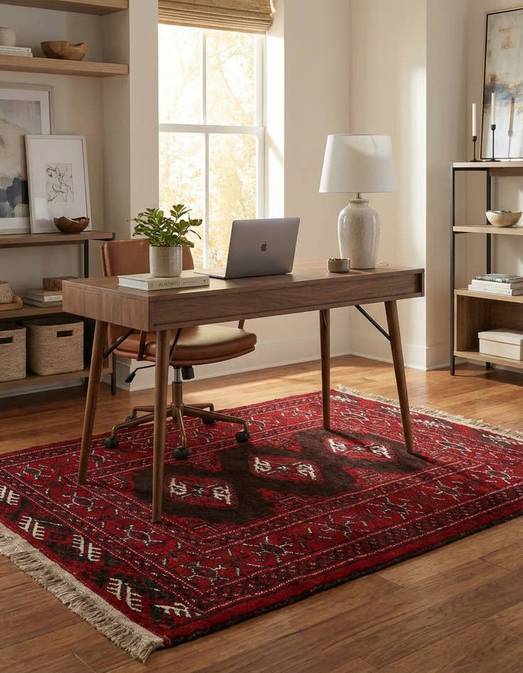 Detail image of 2' 7 x 3' 4  Hand Knotted Afghan Akhche Wool Square Rug