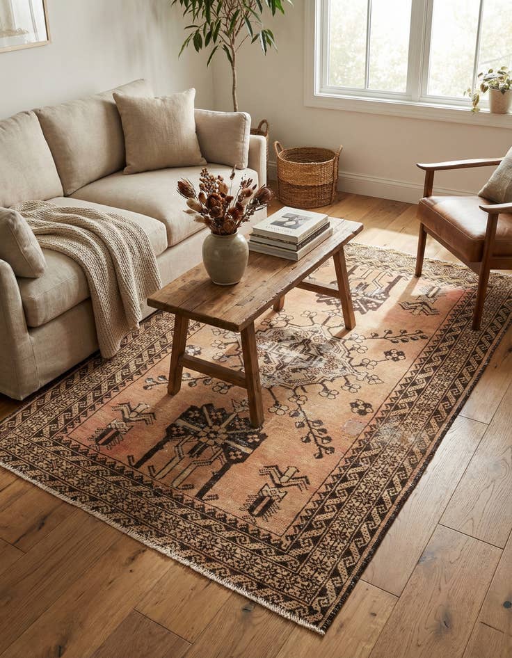 Detail image of 4' x 6' 4  Hand Knotted Ultra Vintage Persian Wool Rug