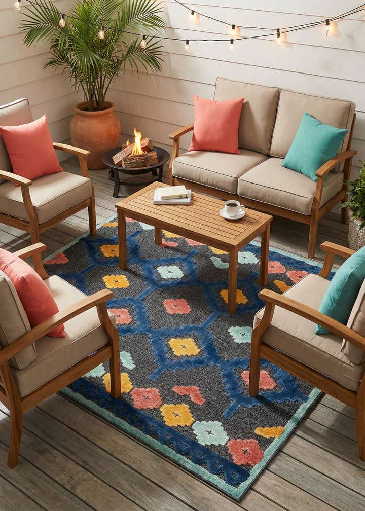 7' 10 x 7' 10 Easy-Clean Belize Indoor / Outdoor Square Rug