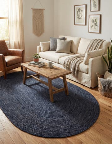 5' 1 x 8' Handmade Braided Jute Oval Rug