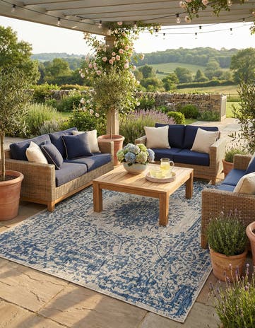 7' 10 x 10' Easy-Clean Traditional Indoor / Outdoor Rug