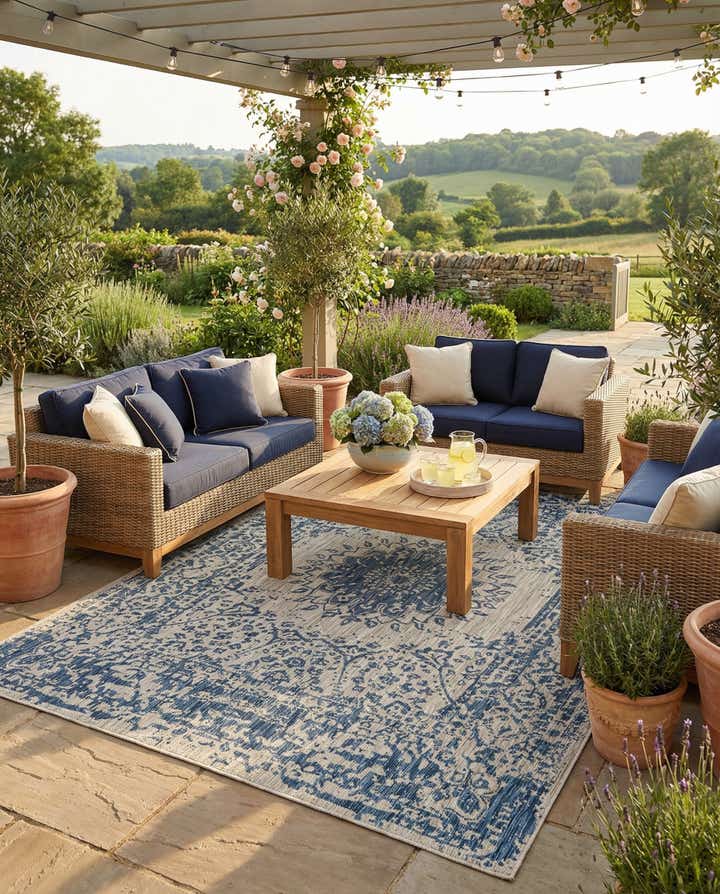7' 10 x 10' Easy-Clean Traditional Indoor / Outdoor Rug