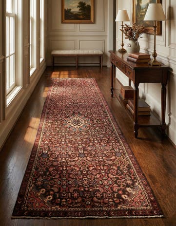 3' 8 x 10' Hand Knotted Hossainabad Persian Wool Runner Rug