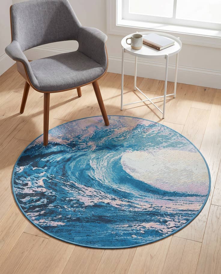 Detail image of 3' 3 x 3' 3 Easy-Clean Modern Indoor / Outdoor Round Rug