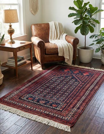 3' 6 x 5' 9 Hand Knotted Balouch Oriental Wool Rug