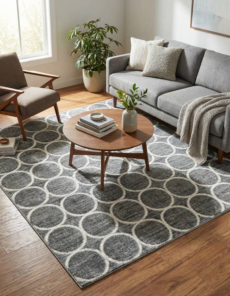 Detail image of  5' 3 x 5' 3 Lattice Trellis Square Rug