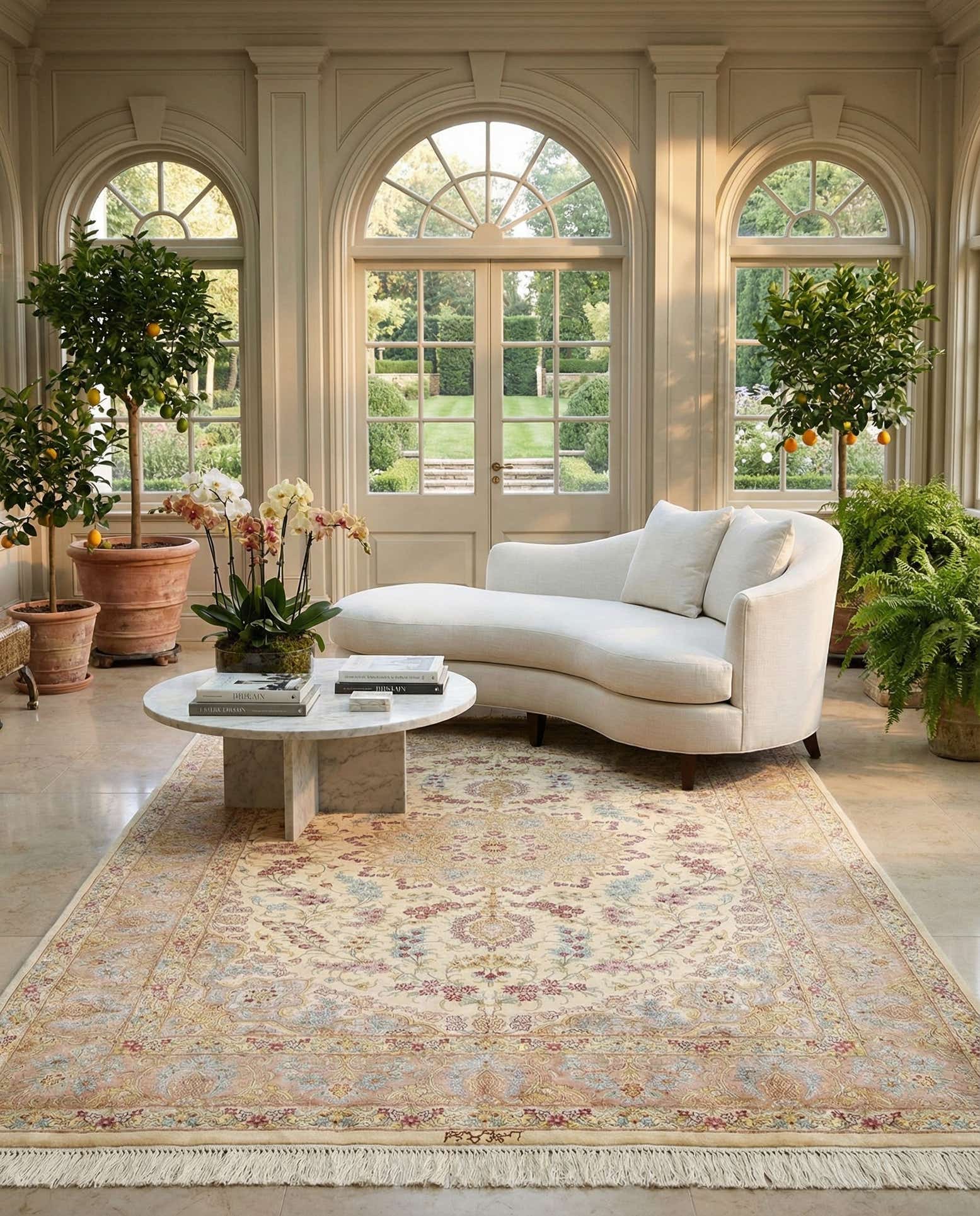 4' 4 x 6' 7 Ghom Silk Rug