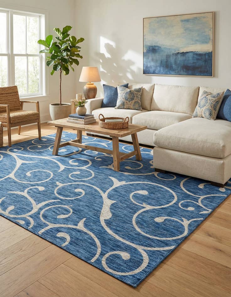 Detail image of 9' x 12' Easy-Clean Botanical Indoor / Outdoor Rug