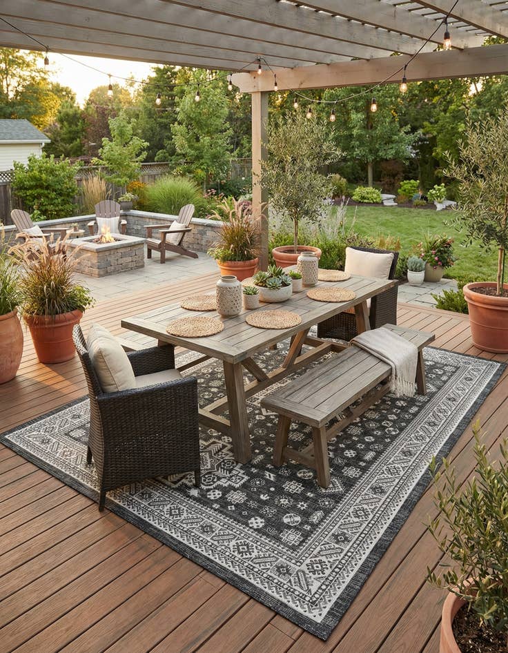 Detail image of  10' x 14'  Washable Aztec Indoor / Outdoor Rug