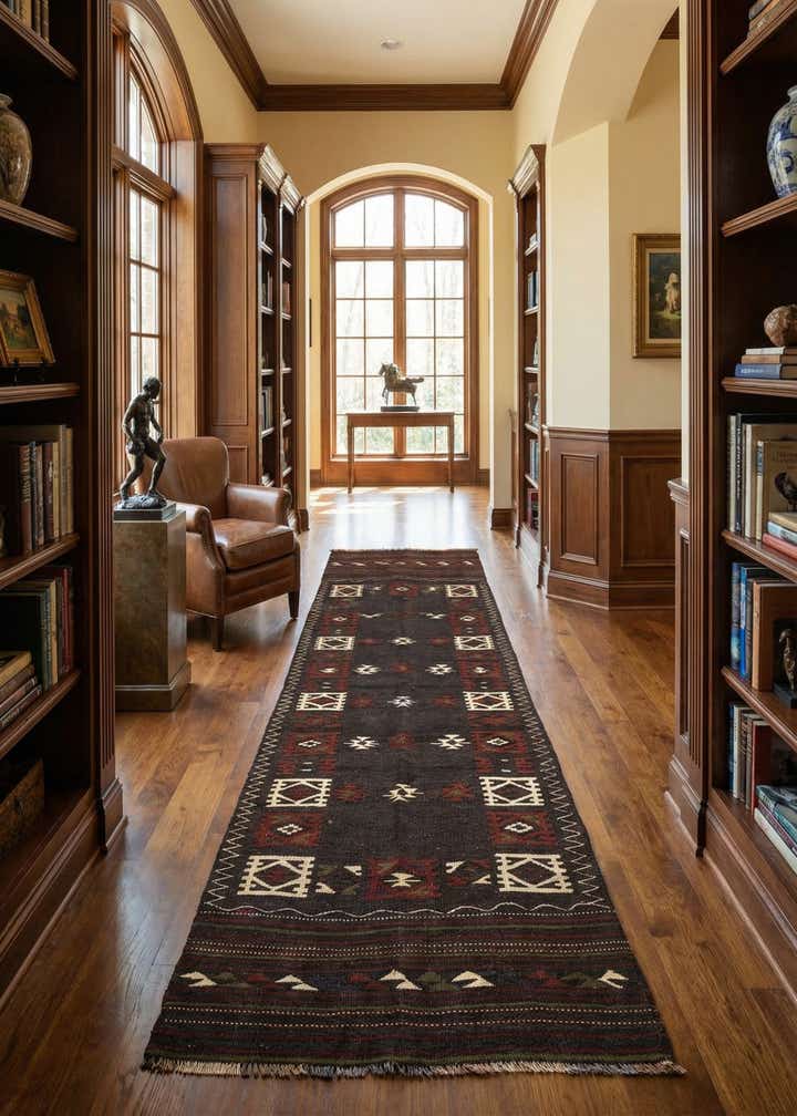 3' 3 x 10' 10 Hand Woven Kilim Afghan Wool Runner Rug