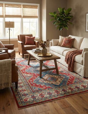 6' 8 x 9' 8 Hand Knotted Kazak Rug