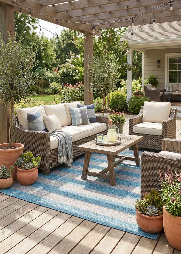 6' x 9' Easy-Clean Ribbon Indoor / Outdoor Rug