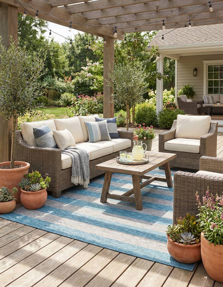 Detail image of  6' x 9'  Washable Ribbon Indoor / Outdoor Rug