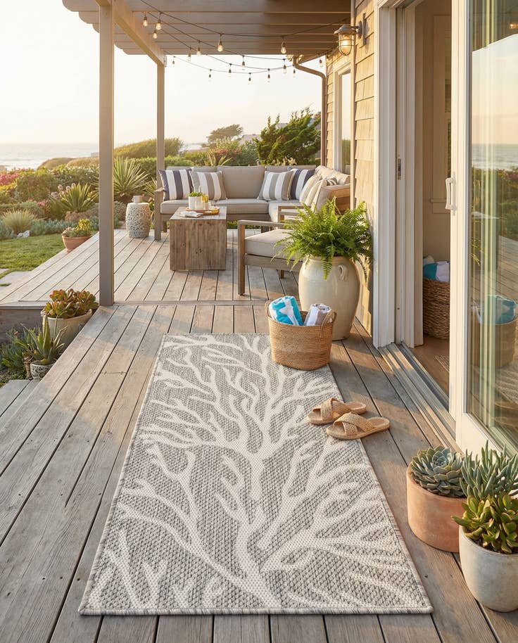 Detail image of 2' x 4' Easy-Clean Coastal Indoor / Outdoor Runner Rug