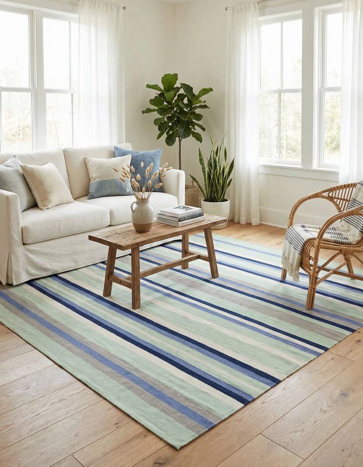 Detail image of 7' 10 x 7' 10  Hand Woven Flatweave Cotton Dhurrie Square Rug