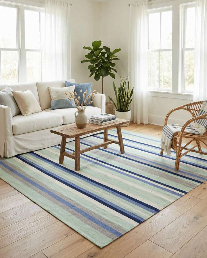 7' 10 x 7' 10 Hand Woven Flatweave Cotton Dhurrie Square Rug