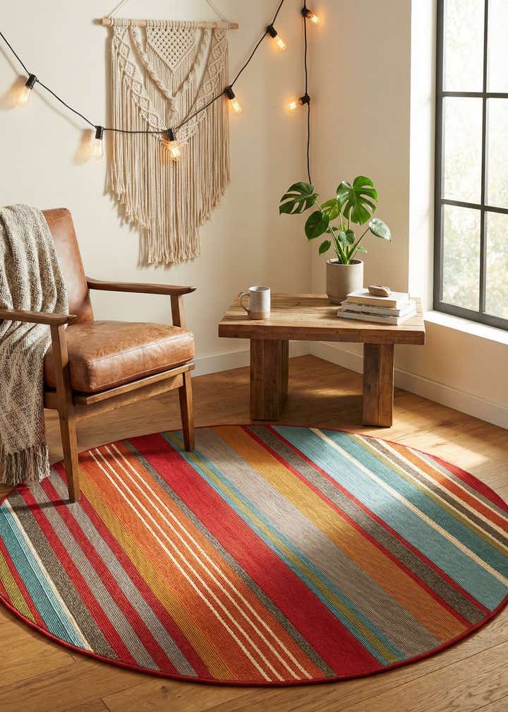 4' x 4' Easy-Clean Modern Indoor / Outdoor Round Rug