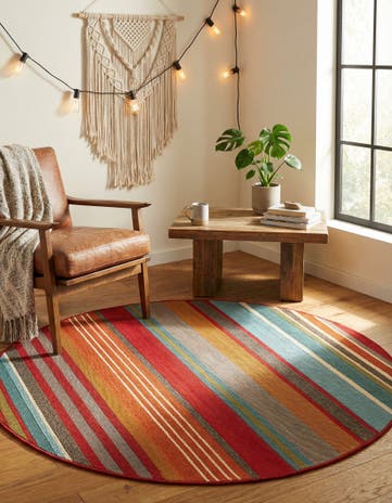 Easy-Clean Modern Indoor / Outdoor Round Rug