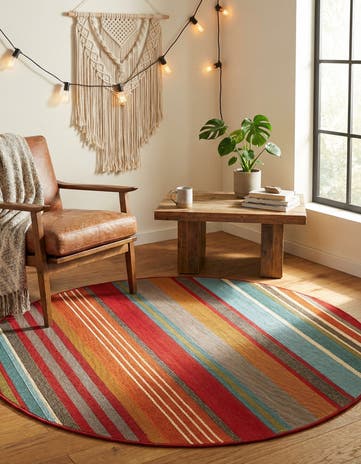 Easy-Clean Modern Indoor / Outdoor Round Rug