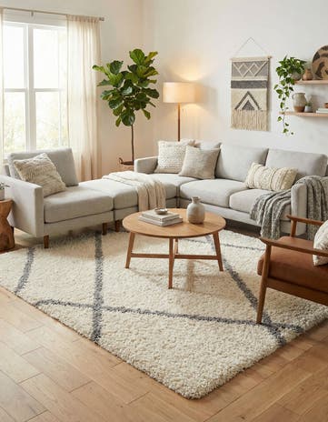Pearl and Gray Infinity Shag Square Rug