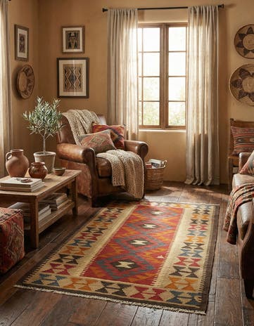 3' 5 x 6' 5 Hand Woven Kilim Maymana Wool Rug