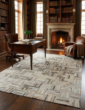 4' 10 x 7' 9 Cowhide Leather Rug