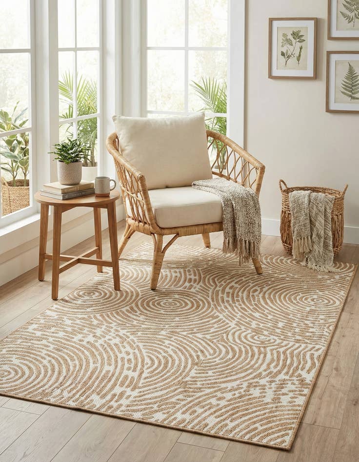 Detail image of 4' x 6'  Washable Modern Indoor / Outdoor Rug