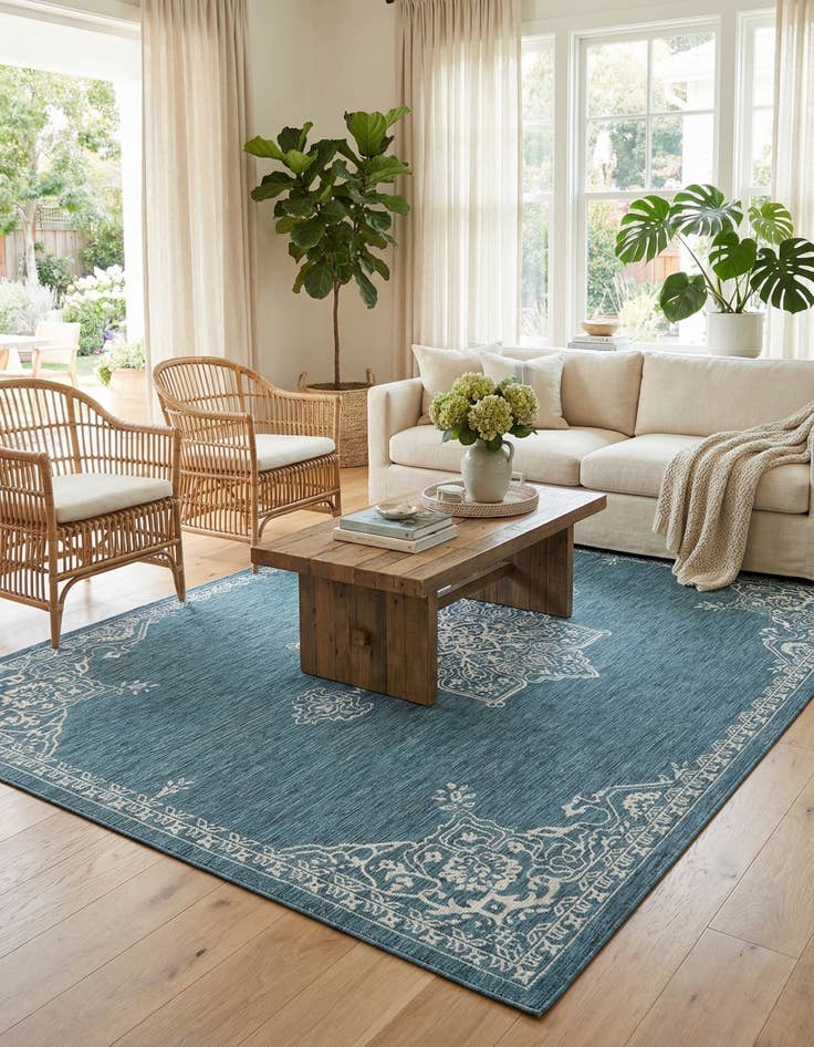 Detail image of  10' x 13'  Washable Traditional Indoor / Outdoor Rug
