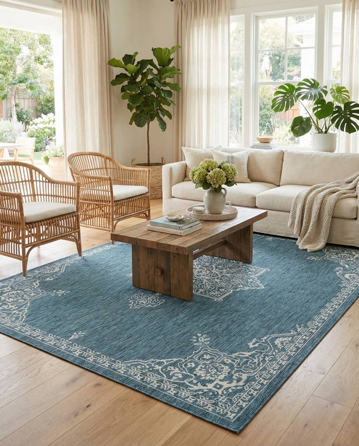 Detail image of 10' x 13' Easy-Clean Traditional Indoor / Outdoor Rug